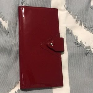 Red patent leather organizer/ wallet